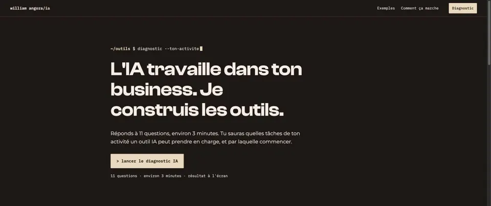 Accueil du diagnostic IA de William Angora