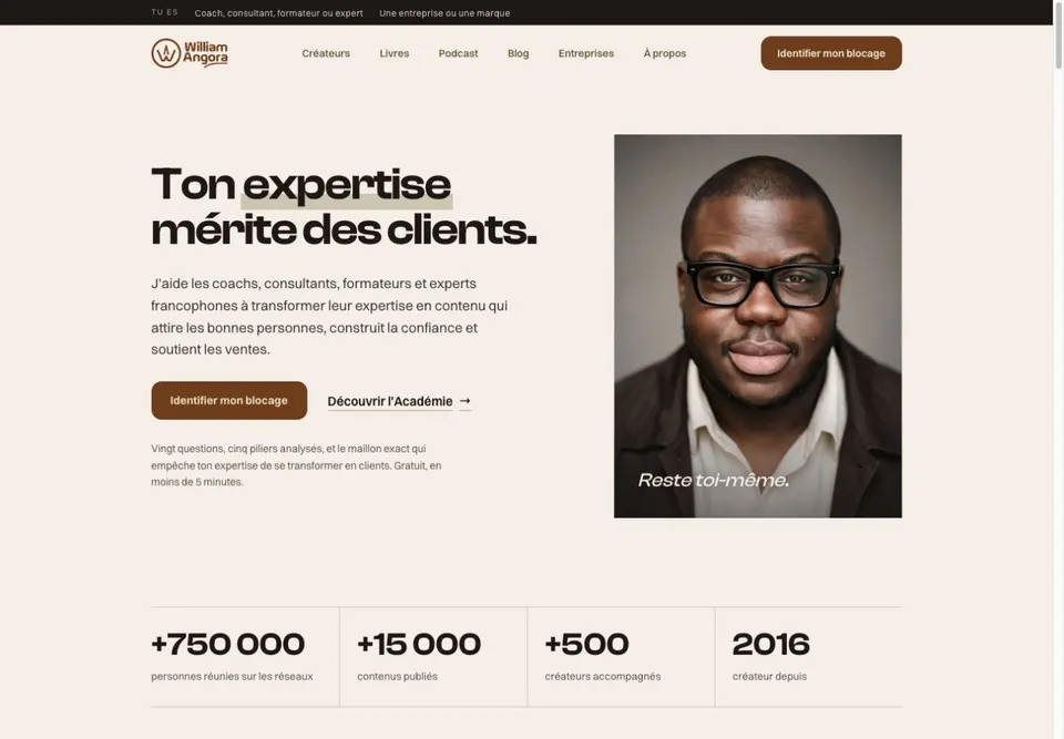 Le site William Angora, sa présentation et ses parcours vers les accompagnements